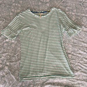 Striped Tee with Ruffle Sleeves
